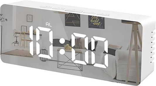 Digital LED Alarm Clock with Mirror Display – Snooze, Dimmer, Battery Support | NISHU Superstores