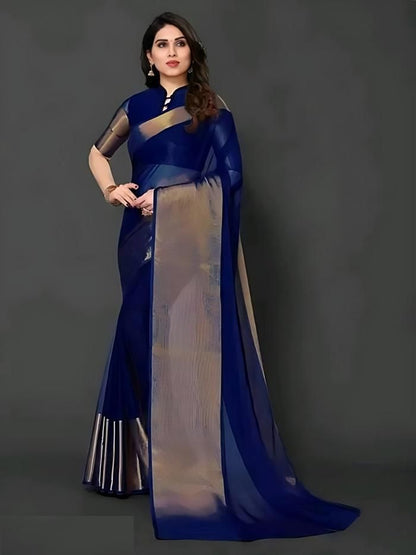 Latest Solid Chiffon Saree with Border – Elegant & Lightweight | NISHU Superstores