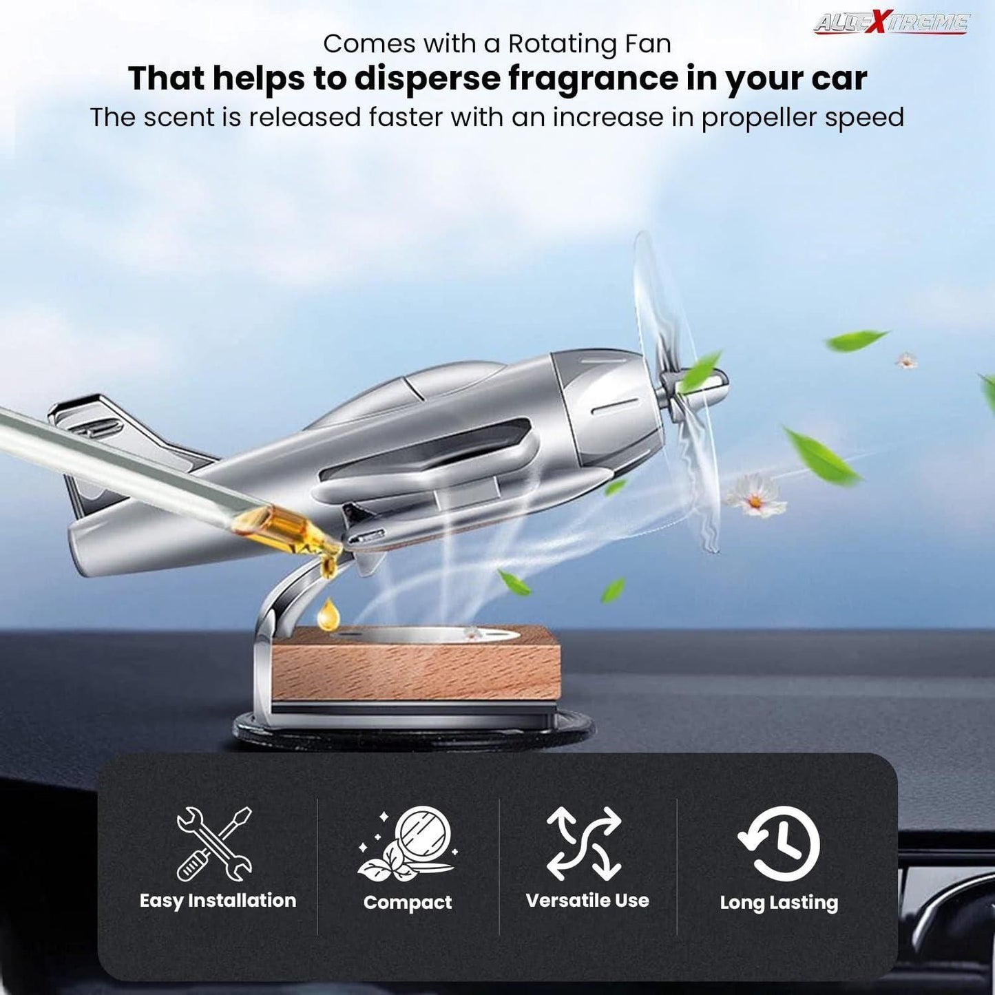 360° Rotating Fan Car Air Freshener with Perfume Oil | Stylish Fragrance Diffuser | NISHU Superstores