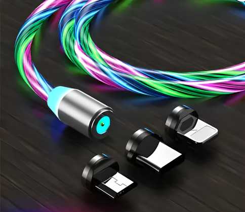 Fast 3 in 1 Magnetic Charging Pad with LED Light – Multi-Pin Charger | NISHU Superstores