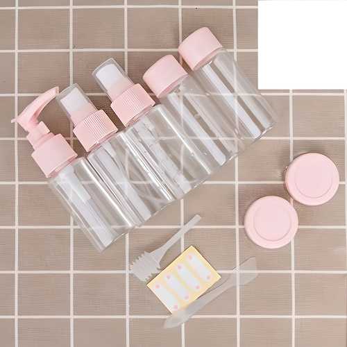 Portable Travel Cosmetic Bottles Set (Pack of 7) – Refillable Spray & Pump Bottles | NISHU Superstores