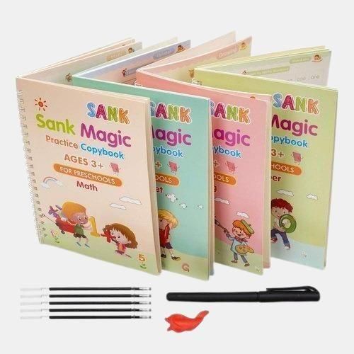 Sank Magic Practice Copybook Set – 4 Books + 1 Pen + 1 Grip + 10 Refills | NISHU Superstores
