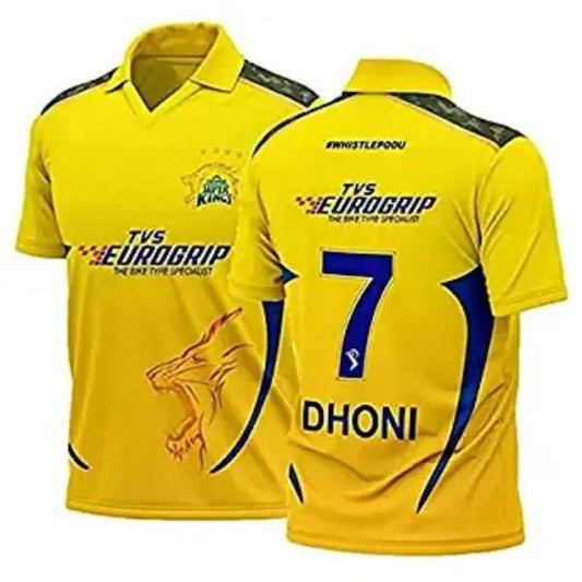Buy Dhoni Jersey Yellow Cotton T-Shirt | Graphic Print Half Sleeves | NISHU Superstores