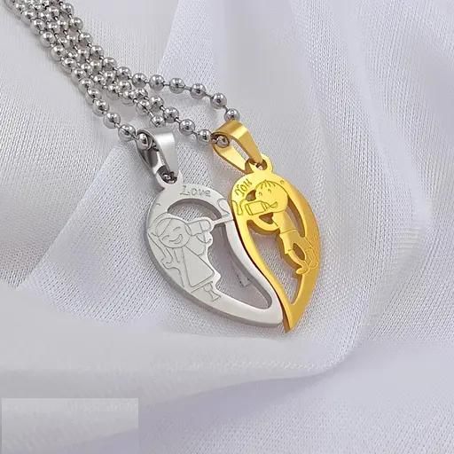 Broken Heart Shape Valentine Locket – Romantic Couple Pendant | NISHU Superstores