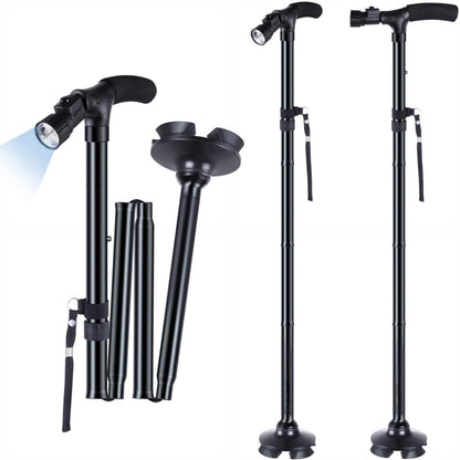 Collapsible Walking Stick with LED Light – Foldable, Sturdy & Safe Support | NISHU Superstores