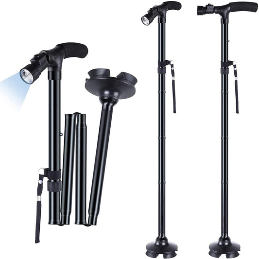 Collapsible Walking Stick with LED Light – Foldable, Sturdy & Safe Support | NISHU Superstores