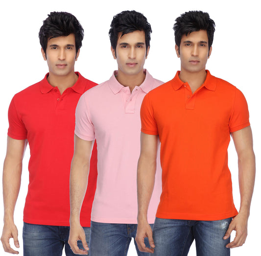 Poly Cotton Solid Half Sleeves Men’s Polo T-Shirt Pack of 3 | Everyday Comfort | NISHU Superstores