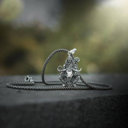 Lord Shiva with Nandi Silver Pendant Chain – Spiritual Divine Jewelry | NISHU Superstores
