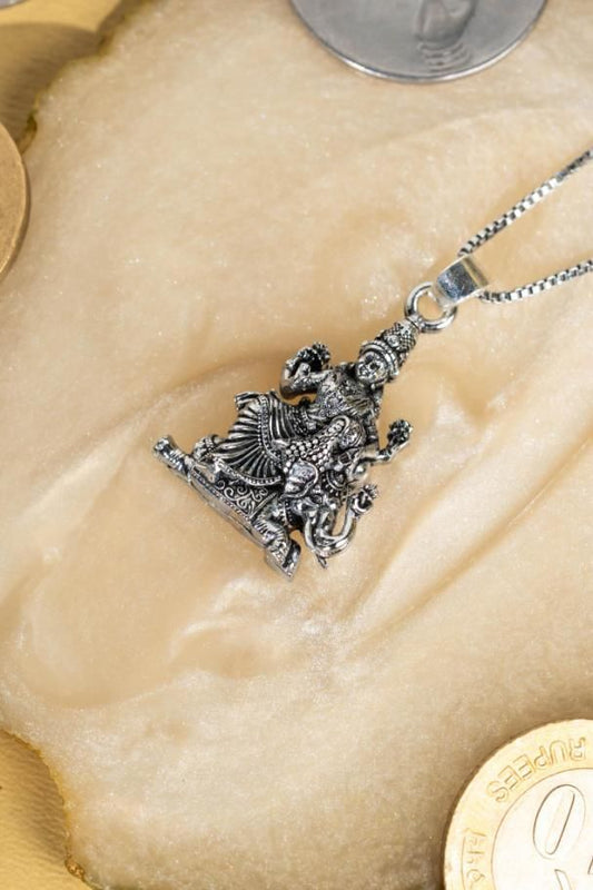 Laxmi on Mataji Oxidized Pendant with Chain – Spiritual & Traditional Jewelry | NISHU Superstores