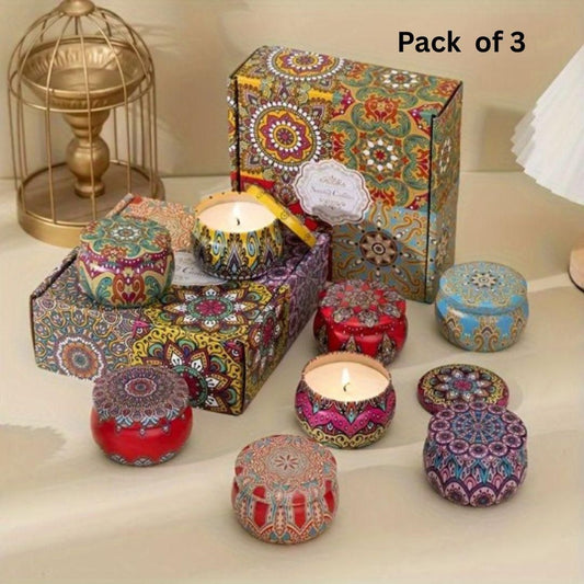 4.5cm Scented Tin Candles – Pack of 3 Multicolor Aromatic Candles | NISHU Superstores