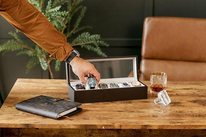 Wood Watch Box Organizer with Glass Display – Elegant Storage Case for Watches | NISHU Superstores