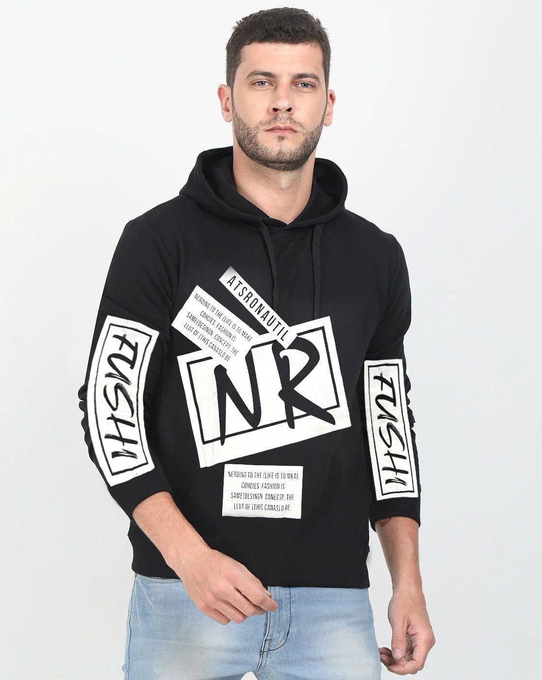 Cotton Blend Printed Full Sleeves Men's Hooded T-Shirt | Trendy & Comfortable | NISHU Superstores