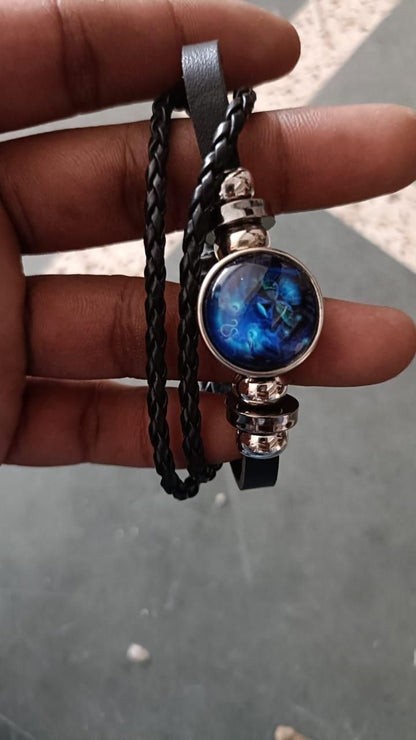 Zodiac Constellation Braided Black Leather Bracelet – Adjustable & Stylish | NISHU Superstores