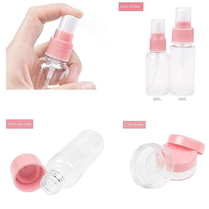 Portable Travel Cosmetic Bottles Set (Pack of 7) – Refillable Spray & Pump Bottles | NISHU Superstores