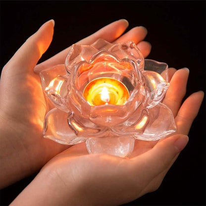 Glass Lotus Flower Tea Light Candle Holder Set – Decorative Home Décor | NISHU Superstores