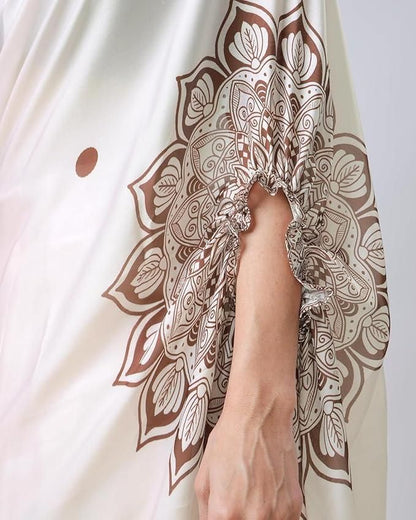 Satin Silk Printed Kaftan Saree with Unstitched Blouse – Elegant Women’s Ethnic Wear | NISHU Superstores