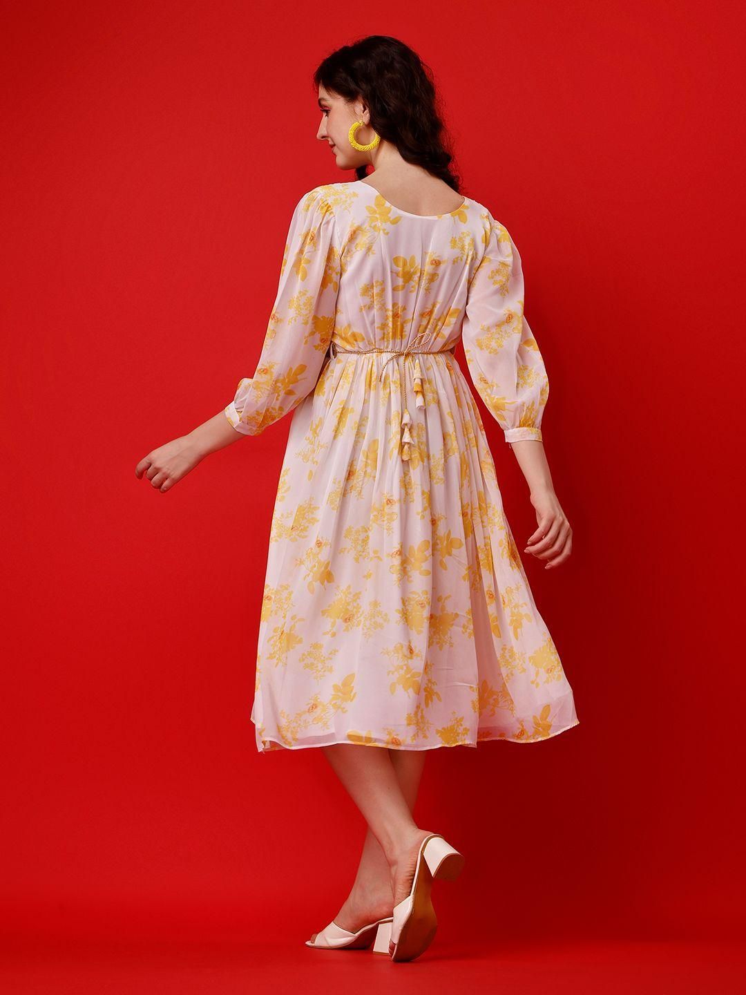 Plus Size Women’s Georgette Printed Flared Midi Dress – Stylish & Comfortable | NISHU Superstores