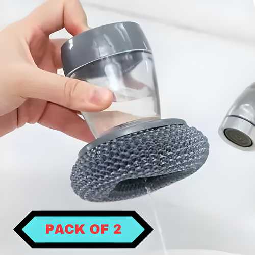 Soap Dispensing Palm Brush for Kitchen Cleaning (Pack of 2) – Non-Slip & Refillable | NISHU Superstores