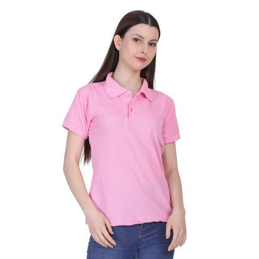 Ketex Pink Cotton Blend Polo Neck T-Shirt for Women – Stylish & Comfortable | NISHU Superstores