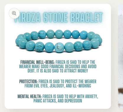 Firoza (Turquoise) Stone-Beads Bracelet | Healing & Energy Jewelry | NISHU Superstores