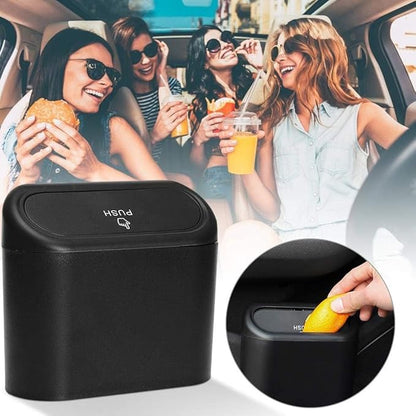 Plastic Mini Car Trash Can with Lid | Waterproof & Leak-Proof Hanging Car Dustbin Storage Box (1 Pc) | NISHU Superstores