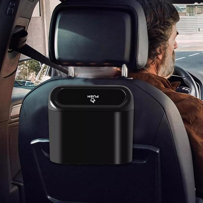 Plastic Mini Car Trash Can with Lid | Waterproof & Leak-Proof Hanging Car Dustbin Storage Box (1 Pc) | NISHU Superstores