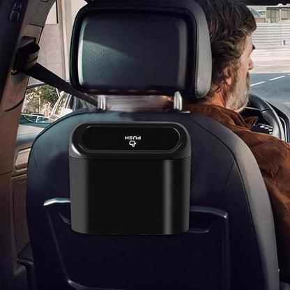 Plastic Mini Car Trash Can with Lid | Waterproof & Leak-Proof Hanging Car Dustbin Storage Box (1 Pc) | NISHU Superstores