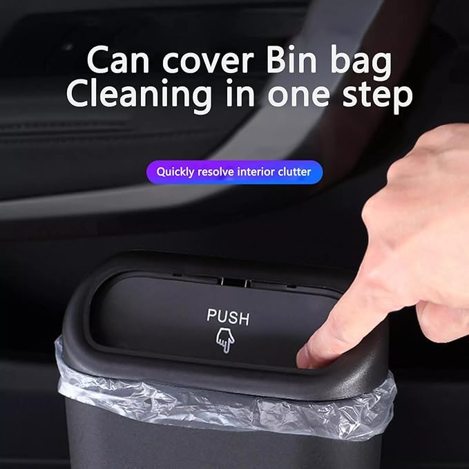 Plastic Mini Car Trash Can with Lid | Waterproof & Leak-Proof Hanging Car Dustbin Storage Box (1 Pc) | NISHU Superstores