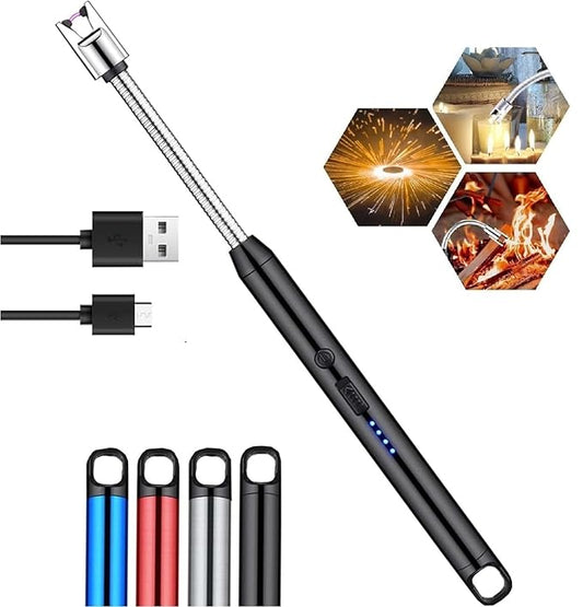 Metal Rechargeable Electric Arc Lighter with Flexible Neck (1 Pc) | USB Flameless Lighter for Gas Stove, Candles & BBQ | NISHU Superstores