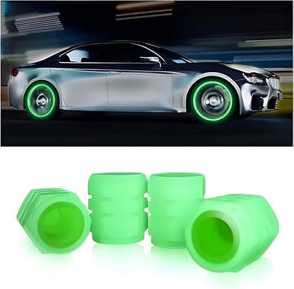 Tyre Valve Caps Luminous Glow for Car Tires – Air Stem Valve Cap Covers (4 Pcs) | NISHU Superstores