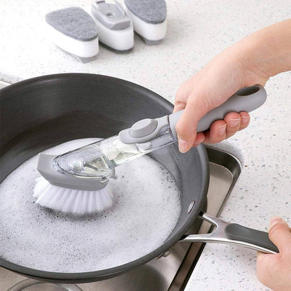 Mix Color Dish Scrubber with Soap Dispenser | Dishwashing Brush Set with 1 Handle & 3 Refill Heads for Sink, Pot & Pan Cleaning – NISHU Superstores