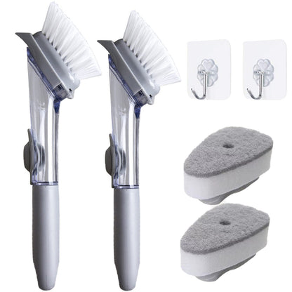 Mix Color Dish Scrubber with Soap Dispenser | Dishwashing Brush Set with 1 Handle & 3 Refill Heads for Sink, Pot & Pan Cleaning – NISHU Superstores