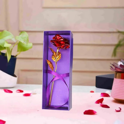 24K Artificial Golden Rosegold Red Rose with Premium Gift Box | Luxury Romantic Gift for Valentine, Anniversary & Special Occasions (10 Inches) – NISHU Superstores