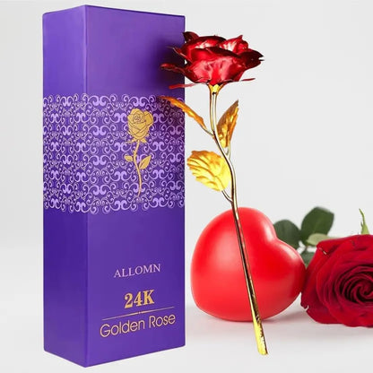 24K Artificial Golden Rosegold Red Rose with Premium Gift Box | Luxury Romantic Gift for Valentine, Anniversary & Special Occasions (10 Inches) – NISHU Superstores