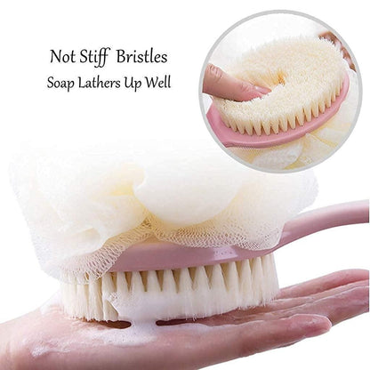 2-in-1 Loofah Bath Brush with Handle – Double-Sided Back Scrubber (Pack of 2) | NISHU Superstores