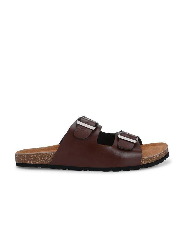 Men’s Arizona Brown Leather Slippers – Premium Comfort & Style | NISHU Superstores