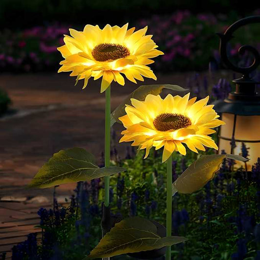 Sunflower Solar Powered Garden Light | Decorative Outdoor LED Lamp (Pack of 2) | NISHU Superstores