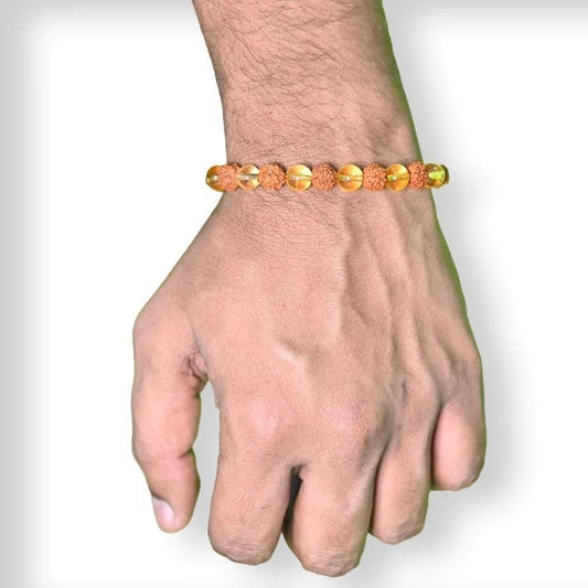 Rudraksha Citrine Crystal Bracelet – Pack of 2 Spiritual Healing Jewelry | NISHU Superstores