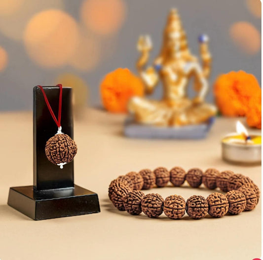 Maha Shivratri Combo: 5 Mukhi Rudraksha with Bracelet | NISHU Superstores