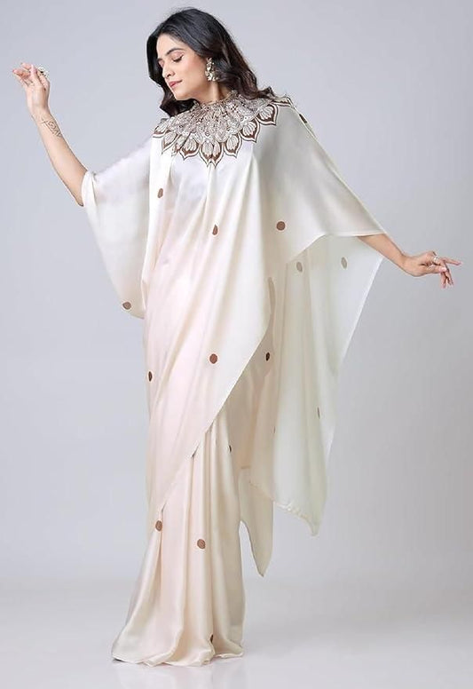 Satin Silk Printed Kaftan Saree with Unstitched Blouse – Elegant Women’s Ethnic Wear | NISHU Superstores