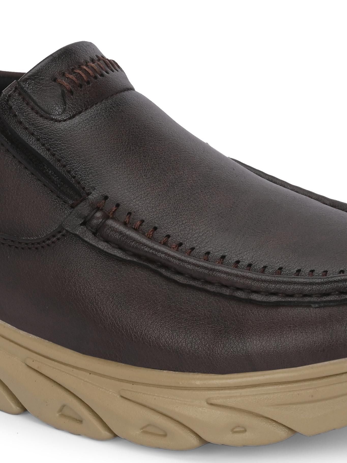 Men's Derby Slip-On Brown Casual Shoes – Elegant & Comfortable | NISHU Superstores