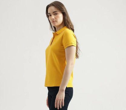 Ketex Yellow Cotton Blend Polo Neck T-Shirt for Women – Stylish & Comfortable | NISHU Superstores