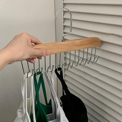 Multifunctional Wooden Hanger with Metal Hooks – Wall Mount Rack (Pack of 1) | NISHU Superstores