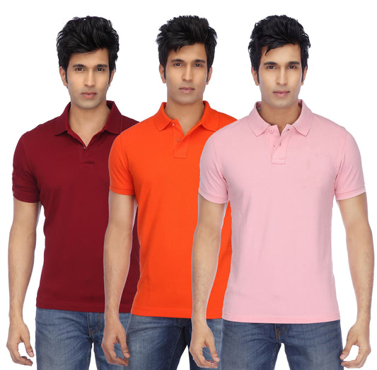 Poly Cotton Solid Half Sleeves Men’s Polo T-Shirt Pack of 3 | Everyday Comfort | NISHU Superstores