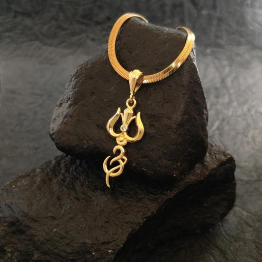 Gold Plated Trishul Pendant with Chain – Divine Spiritual Power Accessory | NISHU Superstores