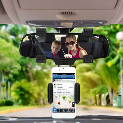 Rearview Mirror Phone Holder – 360° Adjustable Mobile Mount for Cars | NISHU Superstores