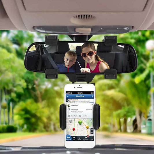 Rearview Mirror Phone Holder – 360° Adjustable Mobile Mount for Cars | NISHU Superstores