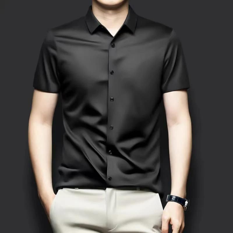 Men's Solid Satin Formal Shirt – Regular Fit, Half Sleeves, Elegant Office Wear | NISHU Superstores