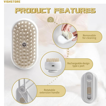 Pet Steam Brush for Dogs & Cats – Gentle Grooming & Fur Detangles | NISHU Superstores