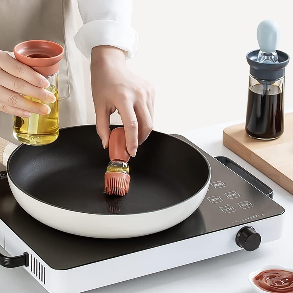 Oil Dispenser with Silicone Brush – 2-in-1 Bottle for Cooking, Grilling & Baking | NISHU Superstores
